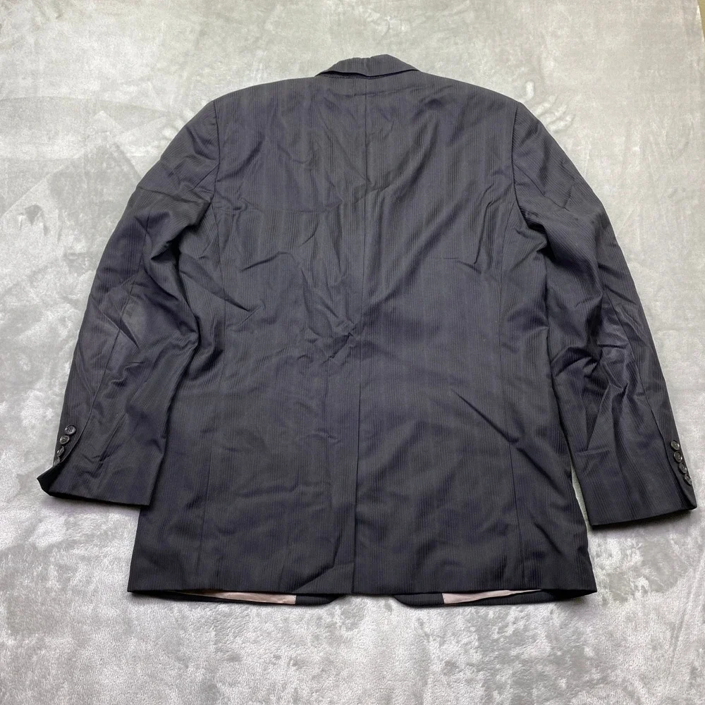 Hugo Boss Super 120‎ Virgin Wool Pinstripe Blazer 42R Rossellini Movie Mens Gray